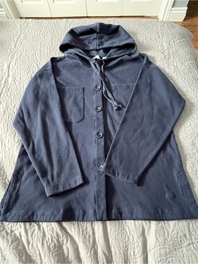 Roxy Navy Blue Hooded Button-Up Top